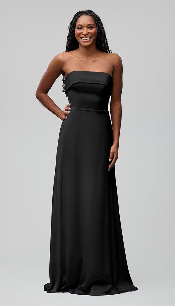 Bridget Strapless Satin Bridesmaids Dress | Kennedy Blue Taupe